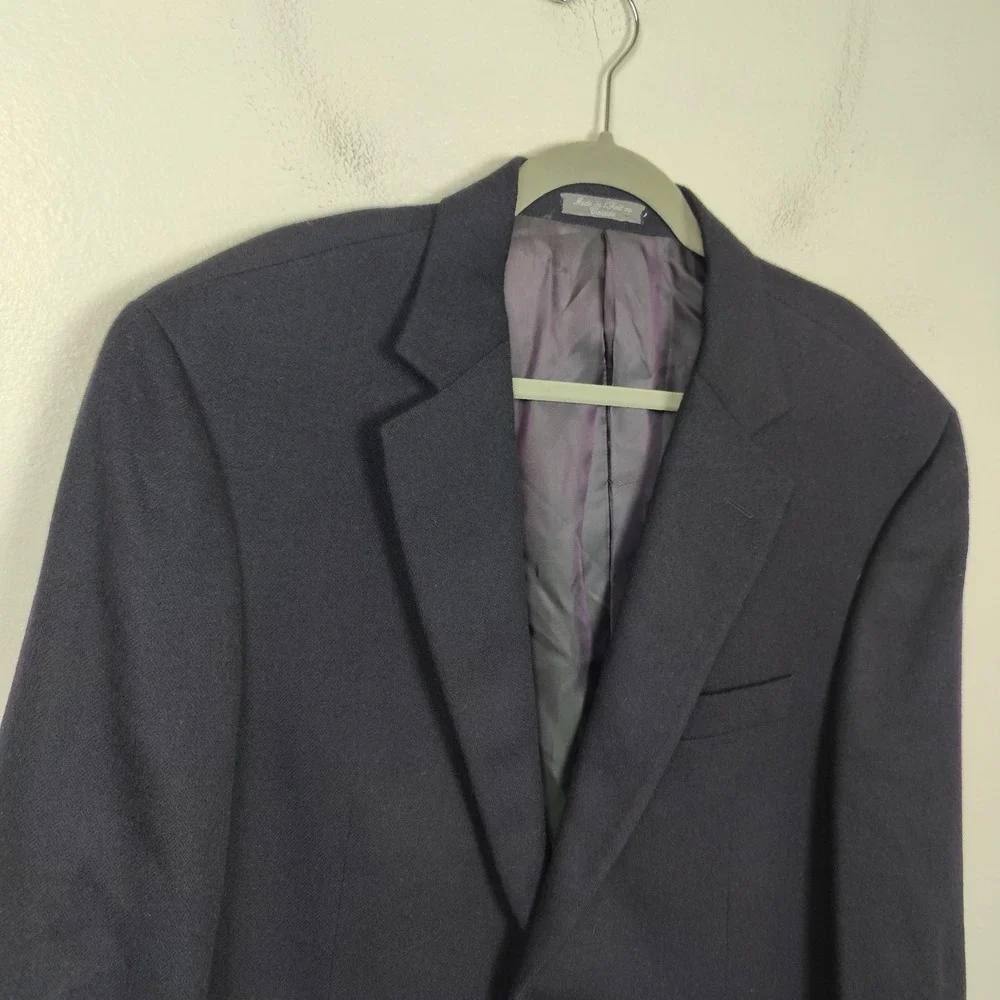 Saks Fifth Avenue Loro Piana 100% Worsted Camel Hair Blazer Men 42L Black Jacket